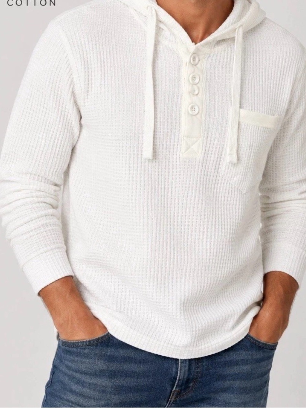 Kenneth Cole White Long-Sleeve Textured hoodie